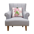 Chinoiserie Monkey Hooked Wool Throw Pillow on an armchair, showing the throw pillow at room scale, 16x16 inch