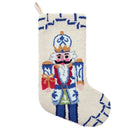 Chinoiserie Nutcracker Hooked Wool Christmas Stocking, 12x20 inch, front view