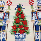 Chinoiserie Nutcrackers Hooked Wool Christmas Rug, close-up detail