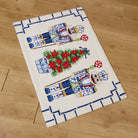 Chinoiserie Nutcrackers Hooked Wool Christmas Rug styled in a room setting, 27x40 inch