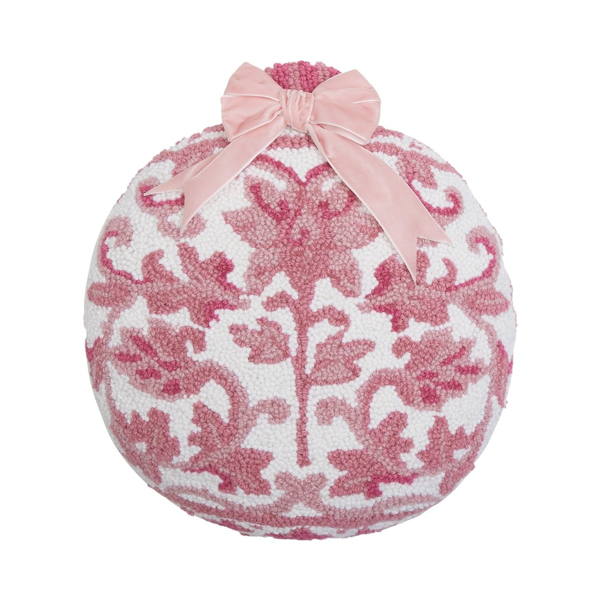 Chinoiserie Shape Hooked Wool Christmas Throw Pillow, 14x14 inch, front view