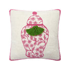 Chinoiserie Vase with Tassels Hooked Wool Throw Pillow, 16x16 inch, front view