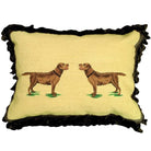 Chocolate Lab needlepoint throw pillow with detailed dog portrait design