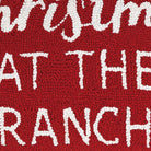 Christmas at the Ranch Hooked Wool Throw Pillow, close-up detail