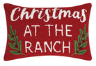 Christmas at the Ranch Hooked Wool Throw Pillow, 12x18 inch, front view