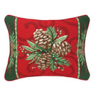 Christmas Bayberry Pine Wool Needlepoint Throw Pillow, 14x18 inch, front view