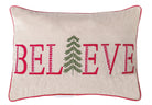 Christmas Believe Embroidered Throw Pillow, 14x20 inch, front view