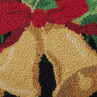 Christmas Bell Hooked Wool Throw Pillow, close-up detail