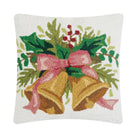 Christmas Bells Hooked Wool Throw Pillow, 16x16 inch, front view