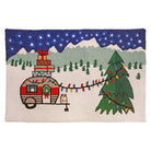 Christmas Camper RV needlepoint accent rug with festive holiday seasonal design