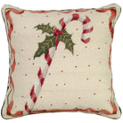 Candy Cane needlepoint throw pillow with festive holiday seasonal design