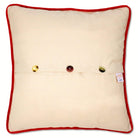 Christmas Carol Embroidered Holiday Pillow - back view showing velvet backing and zipper