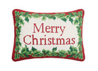 Christmas Embroidered Needlepoint Throw Pillow, 9x16 inch, front view