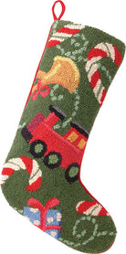 Christmas Gifts Hooked Wool Stocking, 13x21 inch, front view