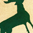 Christmas Green Reindeer Seasonal Wool Hooked pillow fabric closeup showing hand-embroidered needlepoint wool texture and color detail