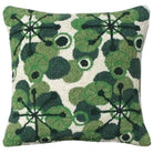 Green Swirl Retro hooked wool throw pillow with festive holiday seasonal design