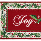 Christmas Joy Hooked Wool Rug, close-up detail