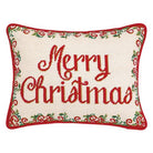 Christmas Medallion Wool Needlepoint Throw Pillow, 14x18 inch, front view