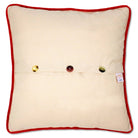 Christmas North Pole City Holiday Embroidered Pillow - back view showing velvet backing and zipper