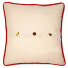 Christmas Nutcracker Holiday Embroidered Pillow - back view showing velvet backing and zipper