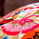 Christmas Nutcracker Holiday Embroidered Pillow - close-up detail of hand-embroidered needlepoint stitching