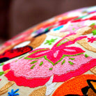 Christmas Nutcracker XL Embroidered Pillow - close-up detail of hand-embroidered needlepoint stitching