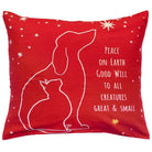 Peace On Earth Dog needlepoint throw pillow with festive holiday seasonal design