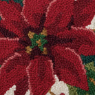Christmas Poinsettia Hooked Wool Throw Pillow, close-up detail