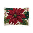 Christmas Poinsettia Hooked Wool Throw Pillow, 8x12 inch, front view