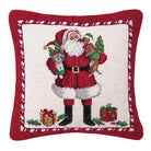 Christmas Puppies Wool Needlepoint Throw Pillow, 16x16 inch, front view