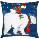 Red Polar Bear needlepoint throw pillow with festive holiday seasonal design