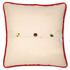 Christmas South Pole Holiday City Embroidered Pillow - back view showing velvet backing and zipper