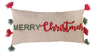 Christmas Tassel Embroidered Throw Pillow, 12x24 inch, front view
