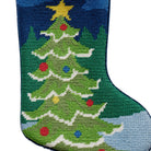 Christmas Tree Mini Embroidered Needlepoint Stocking, close-up detail