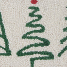 Christmas Trees Trio Hooked Wool Throw Pillow, close-up detail