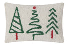 Christmas Trees Trio Hooked Wool Throw Pillow, 8x12 inch, front view