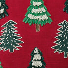 Christmas Trees with Pom Poms Embroidered Throw Pillow, close-up detail