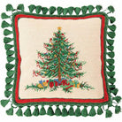 Classic Christmas Wool Needlepoint Throw Pillow, 16x16 inch, front view