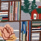 Classic Maritime House Lake Wool Hooked pillow fabric closeup showing hand-embroidered needlepoint wool texture and color detail