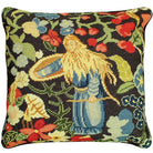 Classic Middle Age Tapestry needlepoint throw pillow with botanical floral design