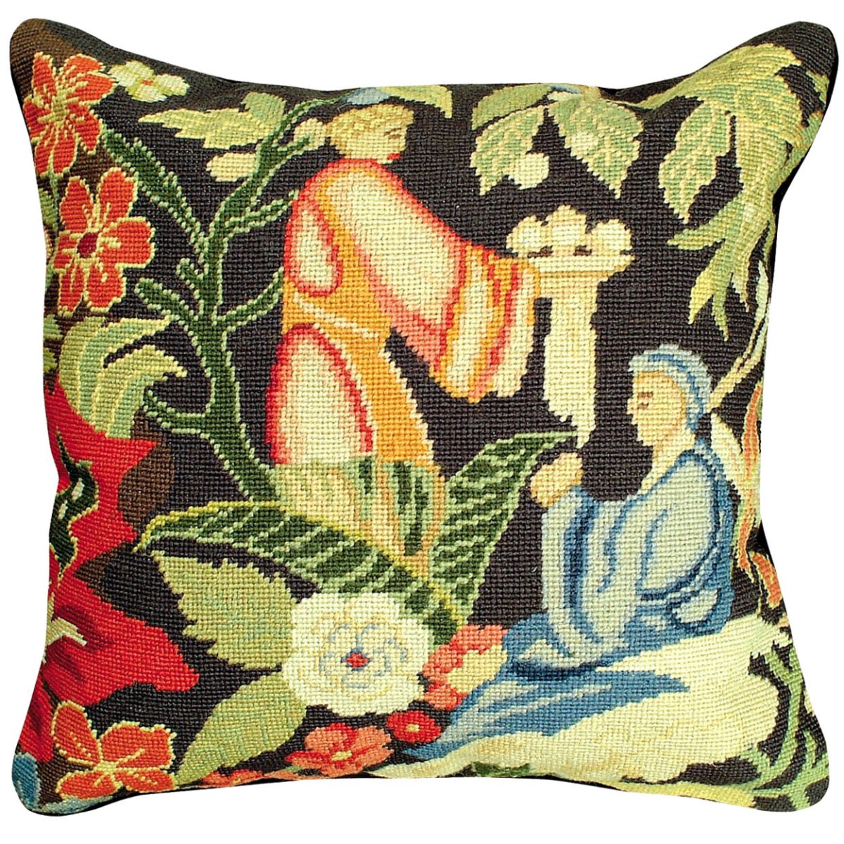 Classic Middle Age Tapestry Gift needlepoint throw pillow with artisan decorative design