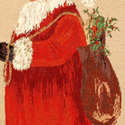 Hand-stitched wool detail of Classic Santa Toys needlepoint pillow showing intricate weave pattern and texture