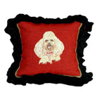 Classic White Poodle needlepoint throw pillow with detailed dog portrait design