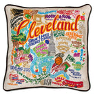 Cleveland, OH Rock City hand-embroidered throw pillow with artisan decorative design