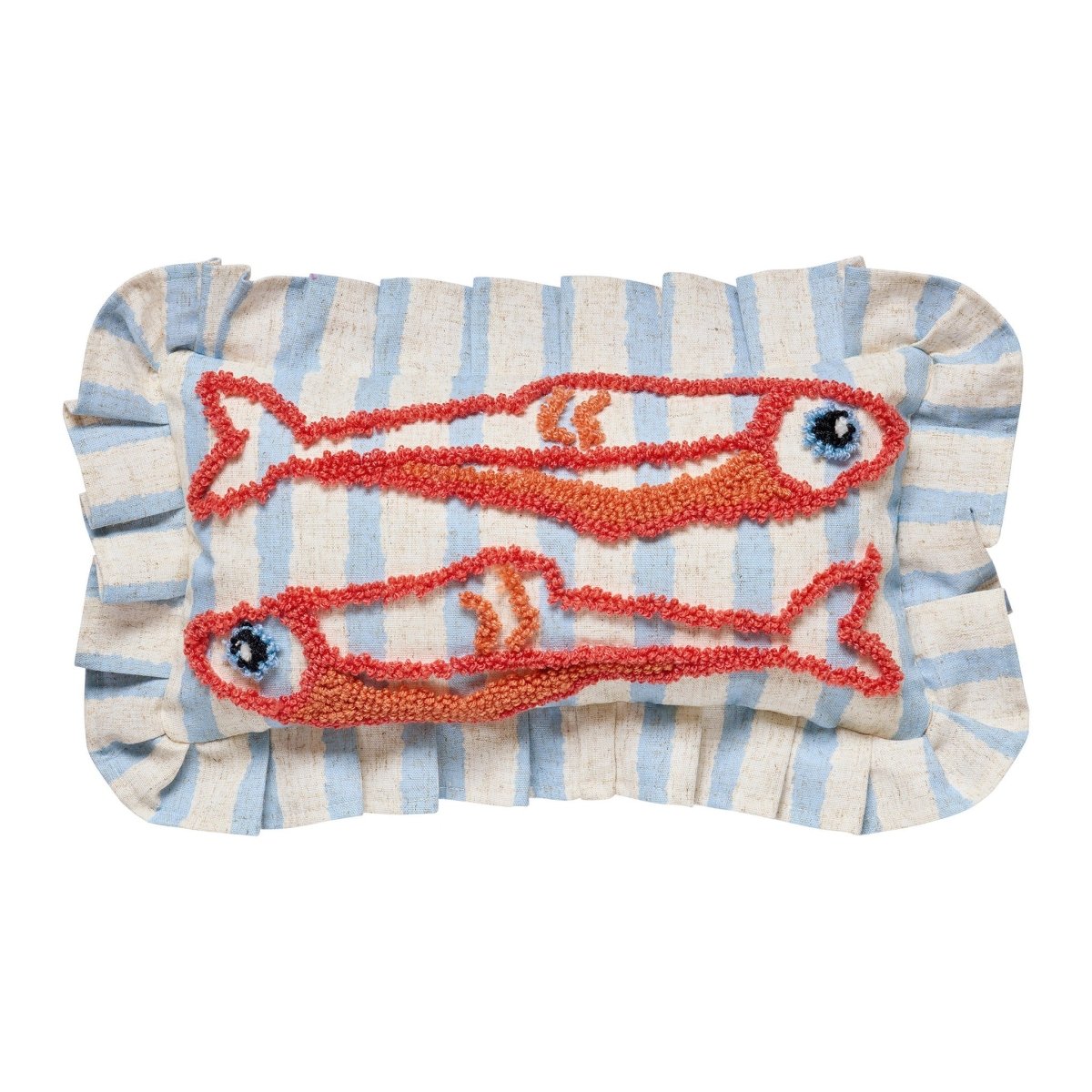 Coastal Sardines Tufted Hooked Throw Pillow, 9x16 inch, front view