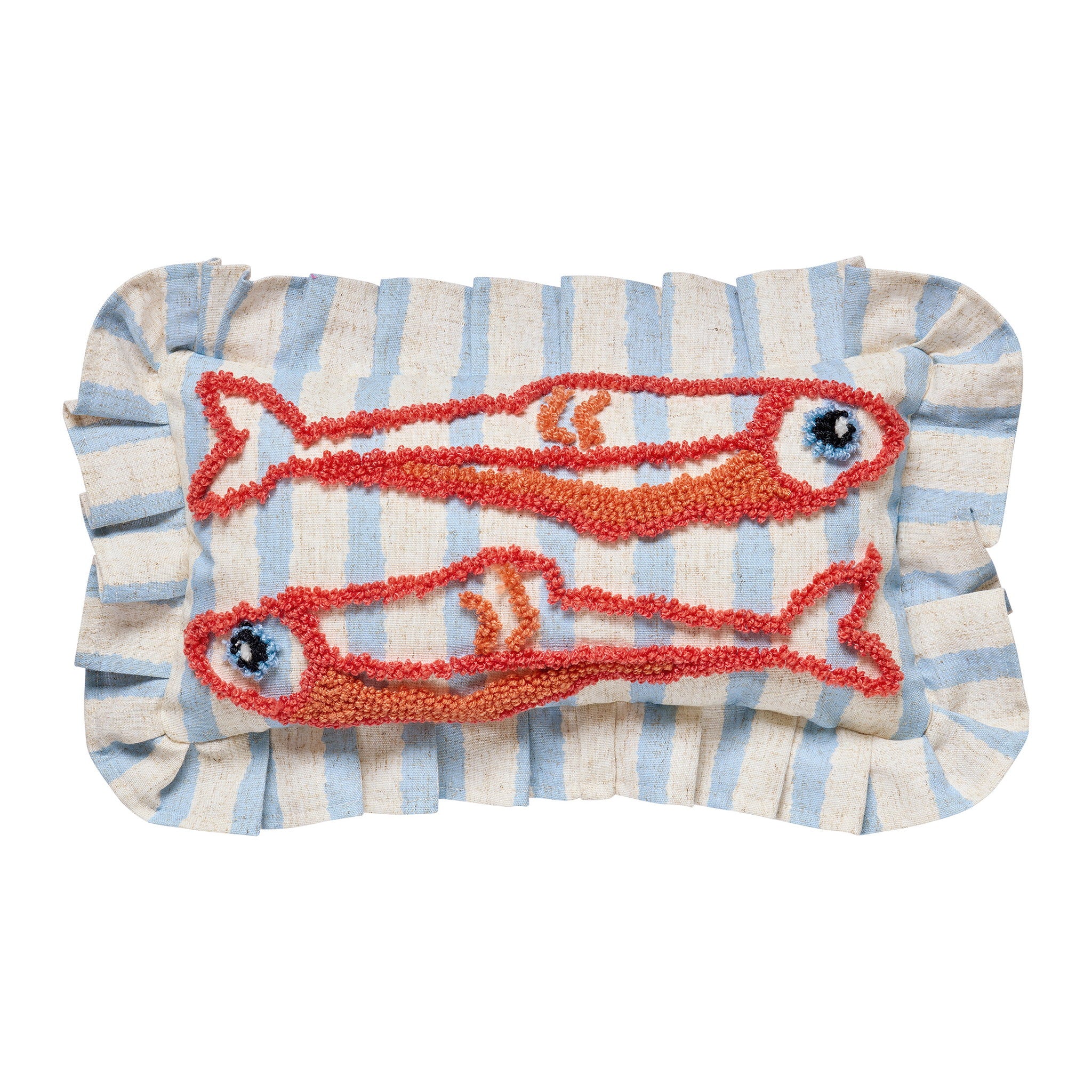 Coastal Sardines Tufted Hooked Throw Pillow, 9x16 inch, front view