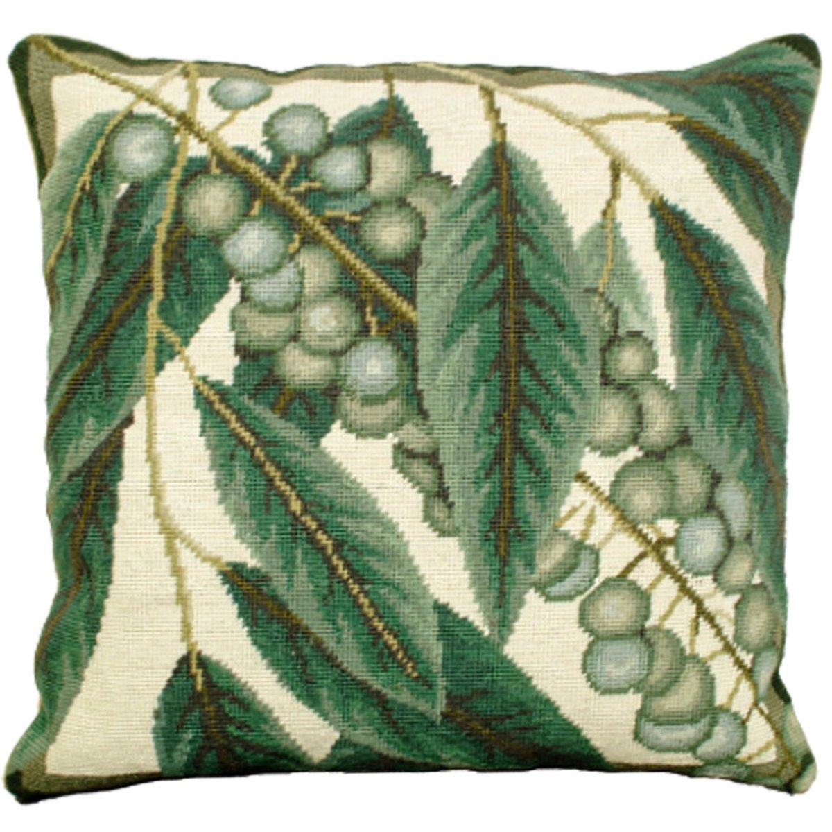 Colonial Williamsburg Grapevine needlepoint throw pillow with botanical floral design