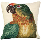 Colorful Parrot Bird hand-embroidered throw pillow with rustic nature wildlife lodge design