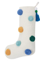Colorful Pom Poms II Hooked Christmas Stocking, 12x20 inch, front view