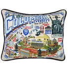 Columbia University Lions hand-embroidered throw pillow featuring school colors and mascot imagery